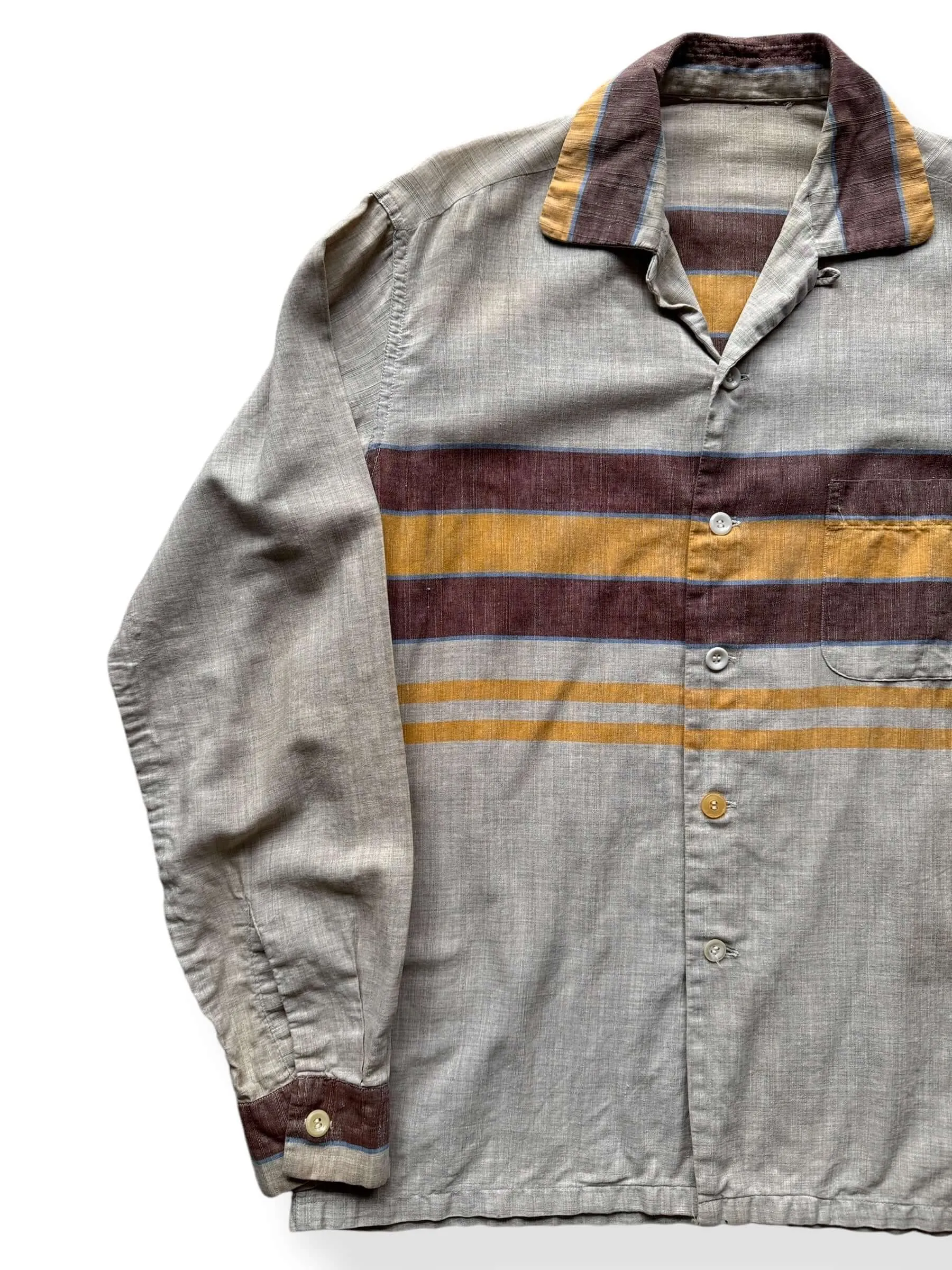 Vintage Brown & Yellow Long Sleeve Loop Collar