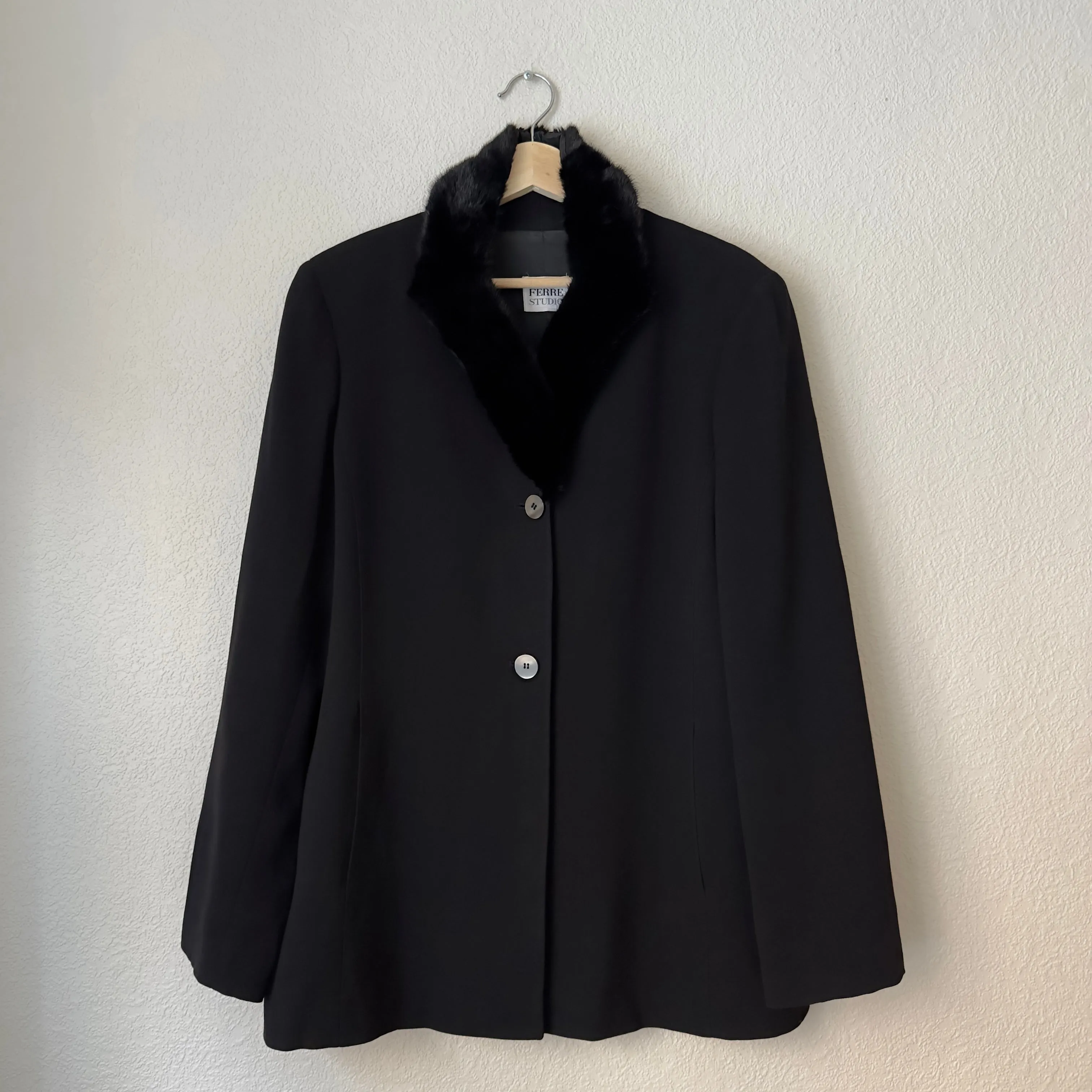 Vintage Ferré Studio Black Blazer, EU 42