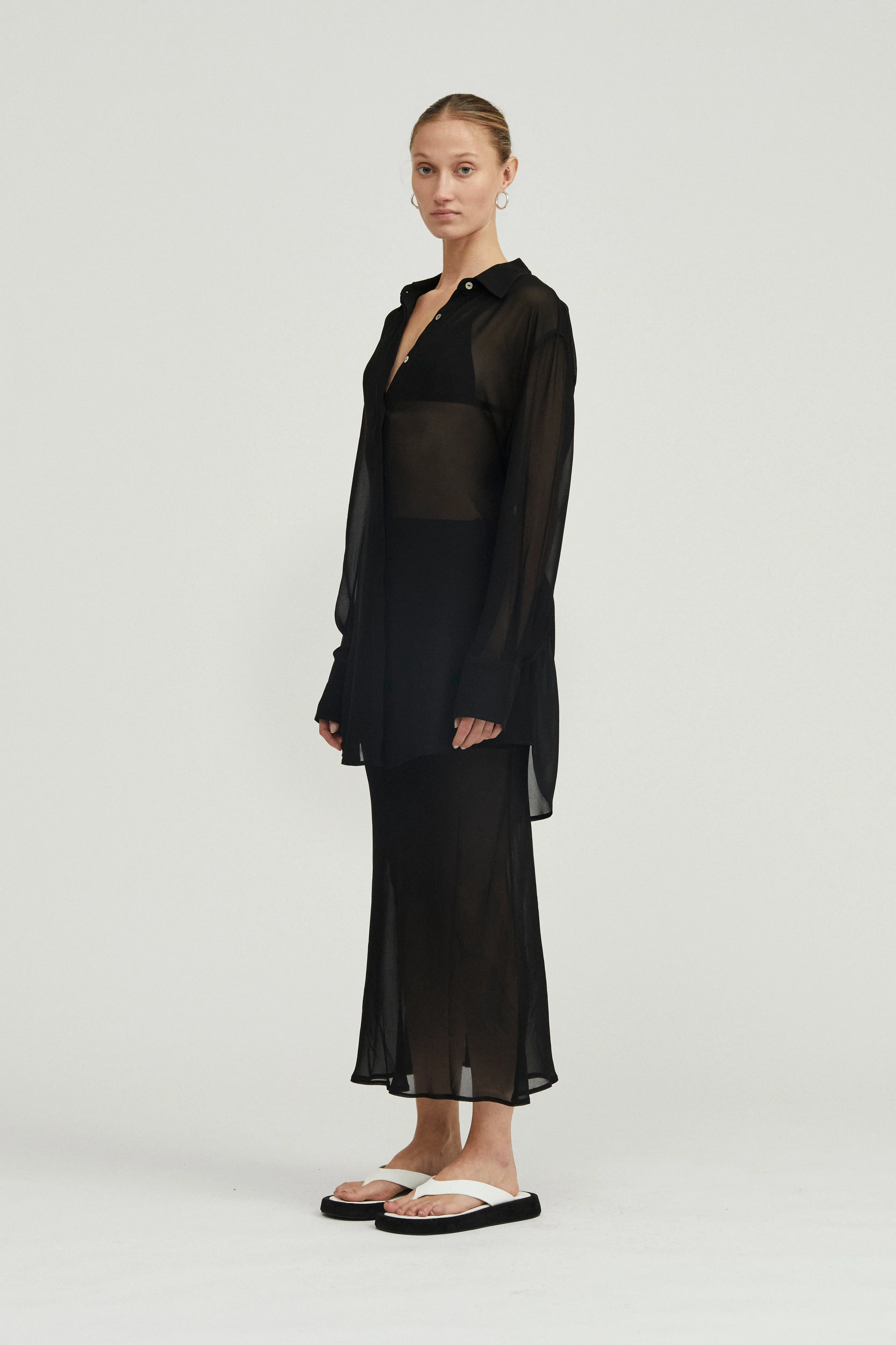 WISTERIA SHEER BIAS SKIRT | BLACK
