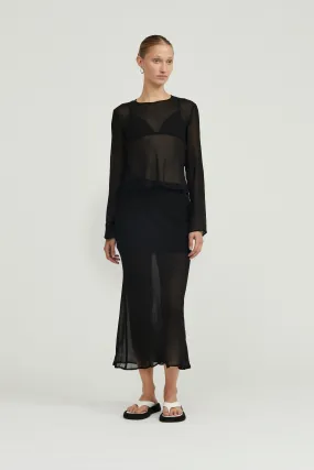 WISTERIA SHEER BIAS SKIRT | BLACK