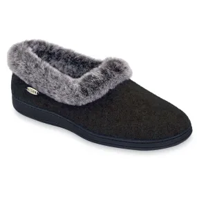 Women's Faux Fur Chinchilla Collar Slipper With Indoor/Outdoor Sole