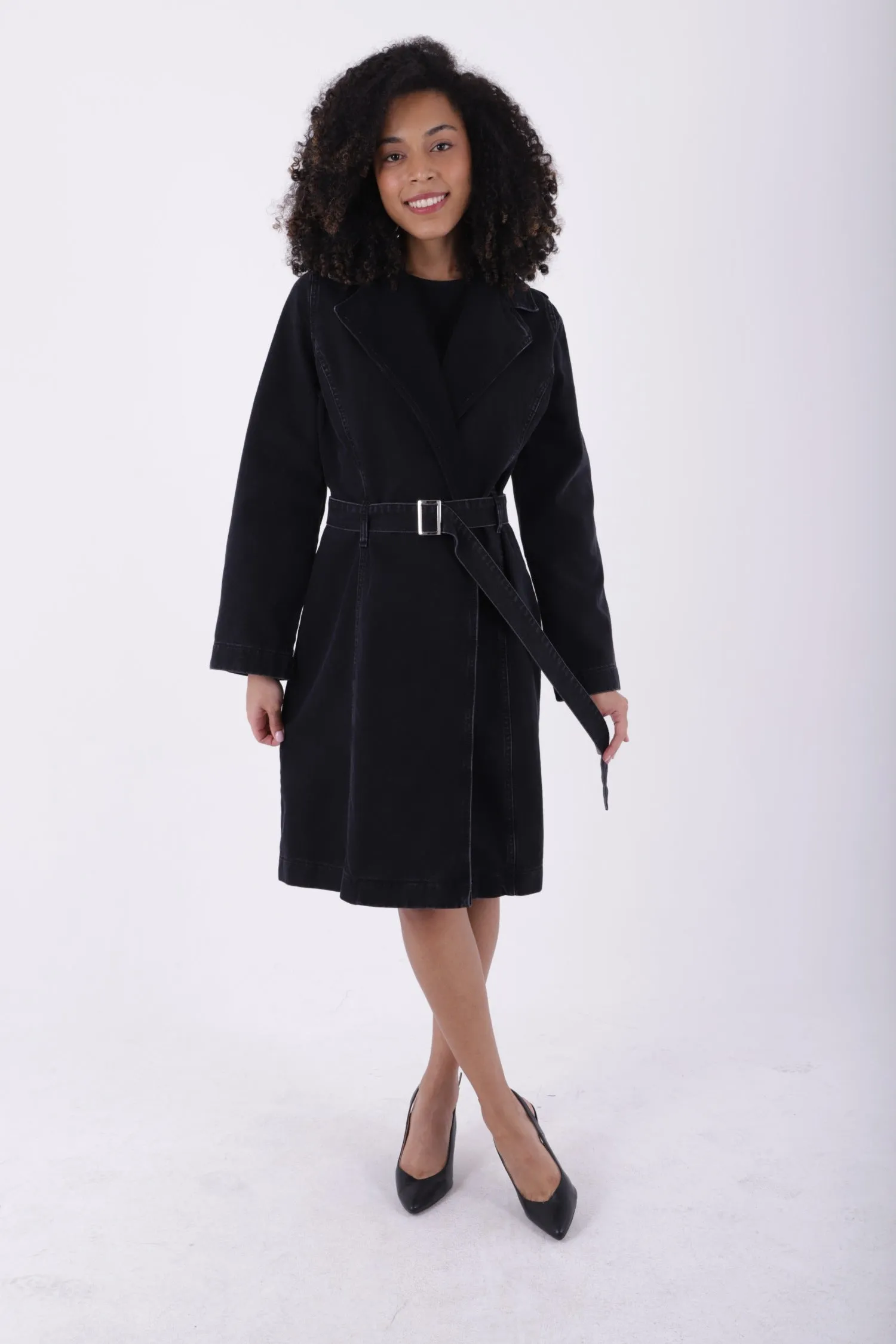 XLJ Denim Trench Coat with Denim Belt Mixed - Ocala